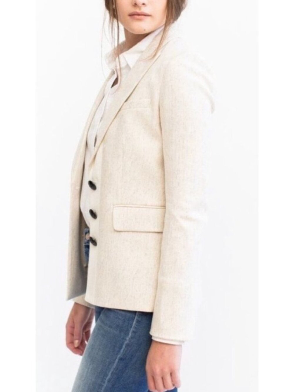 Veronica Beard Sterling Placket Blazer Jacket Wool Silk White Size 0